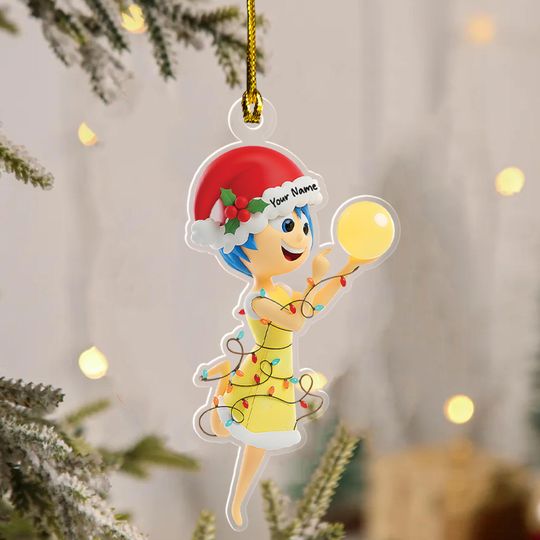 Discover Personalized Inside Out Christmas Ornament, Joy Acrylic 2D Flat Ornament, Mental Health Disney Christmas Keepsake