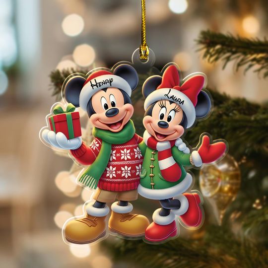 Discover Custom Mickey And Minnie Ornament 2025, Personalized Disney Family Christmas, Castle Keepsake, Minnie Minnie Acrylic Decor, Xmas Gift