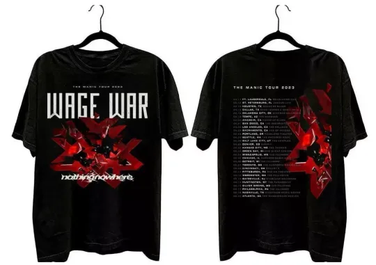 Discover WAGE WAR The Manic Tour 2023 Black Tee Double Sided Unisex T-Shirt