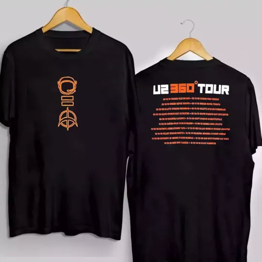 U2 Band 360 TOUR Black Double Sided T Shirt
