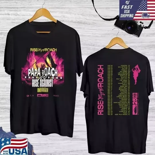 Discover Papa Roach Rise Of The Roach Tour 2025 Double Sided T Shirt Full Size S-5XL
