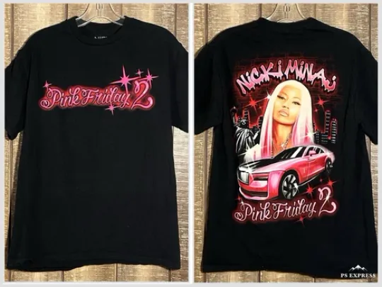 Discover Nicki Minaj Pink Friday 2 Tour Tee Women’s Large Official Double-Sided Graphic