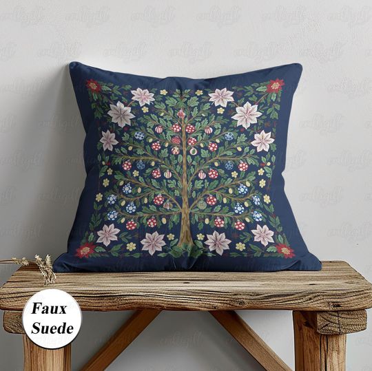 Discover Cute Tree With Baubles Pillow, Tree Of Life Holiday Pillowcase, Greenhouse Christmas Cushion, Natural Forest Themed House Decor, MYK564