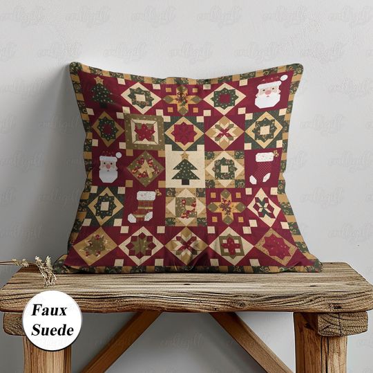 Discover Christmas Vibes Pillow Cover, Xmas Santa Face Pillow, Festive Pillow Decor, Holiday Gift For Her Him, Vintage Living Room Accent,