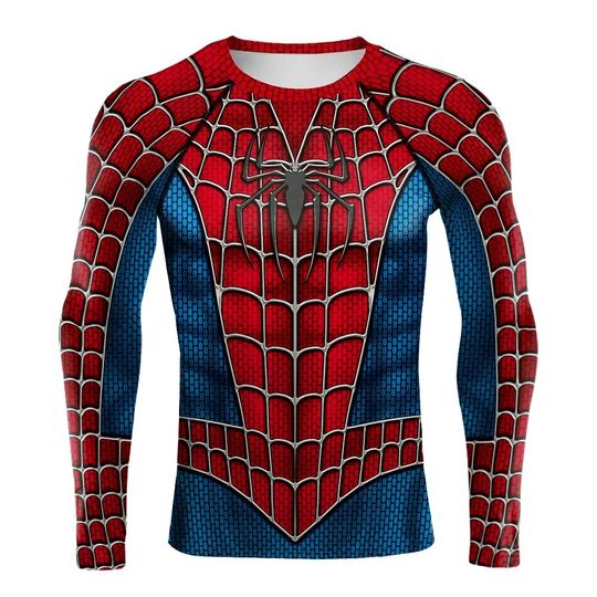 Discover Fashion Comics Spider Cosplay 3D Printed Men's Long Sleeve T-shirt Superhero Tee Casual Loose Fitness Sports Tops Street Clothes