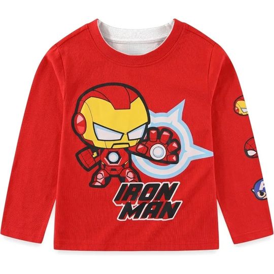 Marvel Movie Cartoon Hero Image T-shirts Spider-Man Iron Man Captain America 3D Printed Men's and Women's Long-sleeved T-shirts