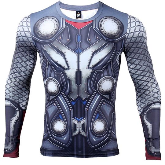 Discover 2024 Comfortable THOR 3D Printed T shirts Men Compression Shirt Hero Cosplay Long Sleeve Tops Gym Fitness BodyBuilding Clothes