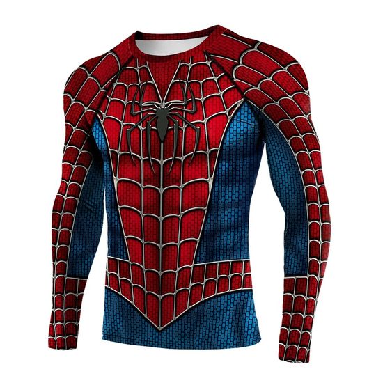 Discover Mens Compression Shirts Long Sleeve Comics Spider Cosplay T-Shirt Superhero Tops Elastic Fitness Sportwear Halloween Clothes