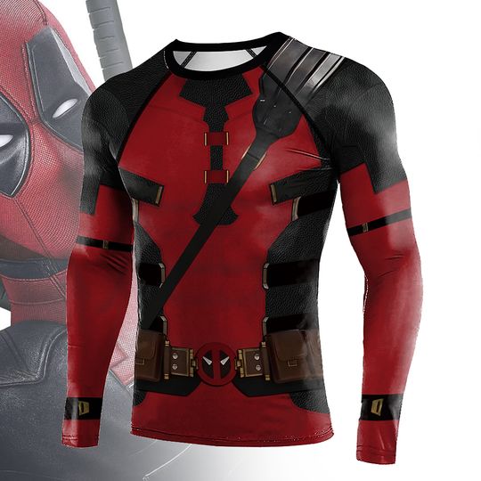 Discover Superhero Long Sleeve Workout 3D Compression Shirt Comics Dead Pool Cosplay Costume Men's Running Gym Fitness Gym Top Male