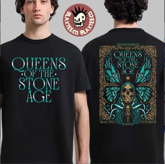Discover Queens Of The Stone Age Milan Italy 2025 Oct18 Alive In The Catacombs Tour Shirt