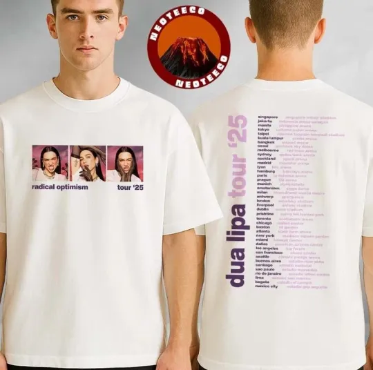 Dua Lipa Radical Optimism Tour 2025 Panel Photo Concert Two Sides T-Shirt