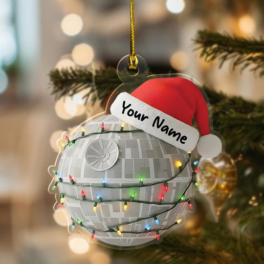 Personalized Star Wars Christmas 2D Flat Ornament Acrylic , Death Star Mandalorian Xmas Decor, Star Wars Xmas Ornament with Characters