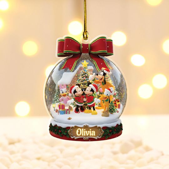 Discover Personalized Name Mickey And Friends 2D Flat Christmas Ornament, Disney Ornament, Mickey Ornament, Christmas Tree Decor Gift