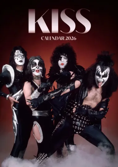Discover Kiss 2026 Vertical Wall Calendar A3 297x420mm Full Colour Hard Rock