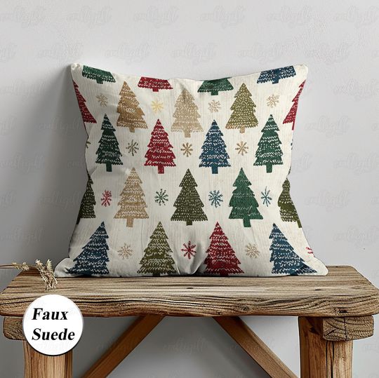Discover Ugly Style Christmas Tree Pillow, Pine Forest Cushion Case, Holiday Christmas Pillow Cover, Vibrant Living Room Decor, Indoor Outdoor MYK175