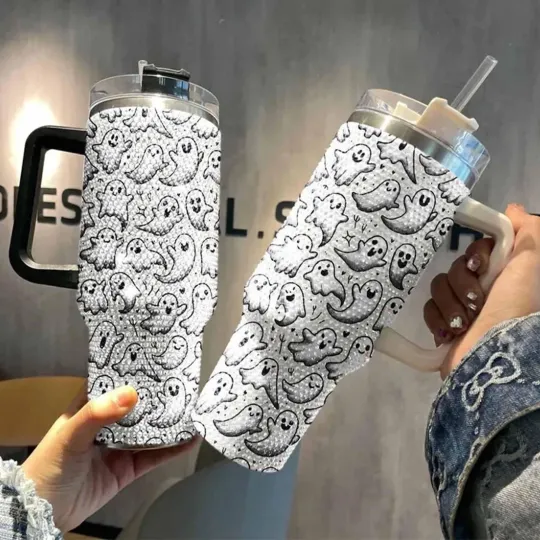 Discover Halloween Rhinestone Tumbler 40oz, Halloween Spooky Ghost Rhinestone Tumbler,