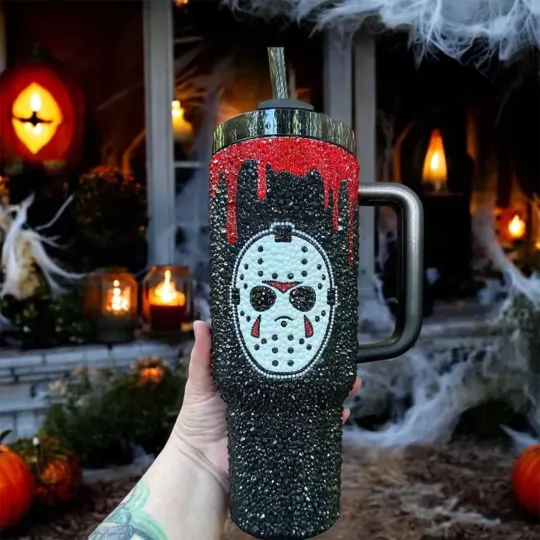 Discover Halloween Bling Tumbler 40oz, Halloween Jason Voorhees Tumbler 40oz, Spooky