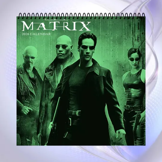 The Matrix 2026 Vertical Wall Calendar, Keanu Reeves Sci-Fi Art, Cyberpunk Office Organizer