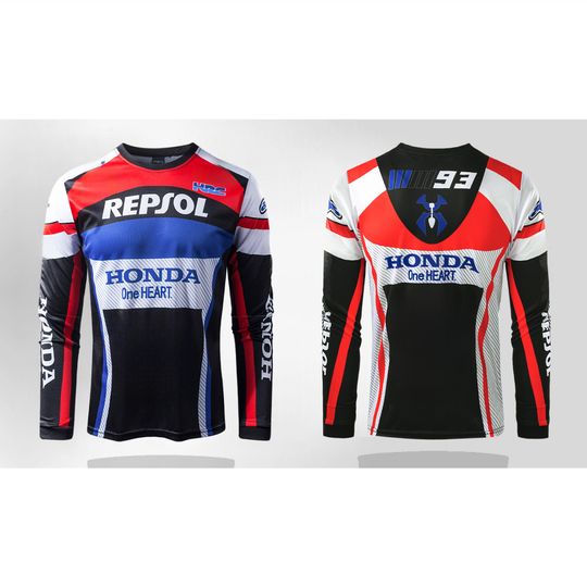 Honda 93 Motocross Long Sleeve T-Shirt Men Women's Motorcycle Enthusiast Cycling Top O-Neck Loose Breathable Quick Drying Jersey