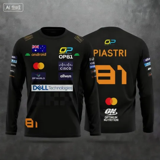 Discover Lando Norris NO.4 2025 new racing style long sleeved T-shirt, extreme sports racing suit, breathable long sleeved sportswear