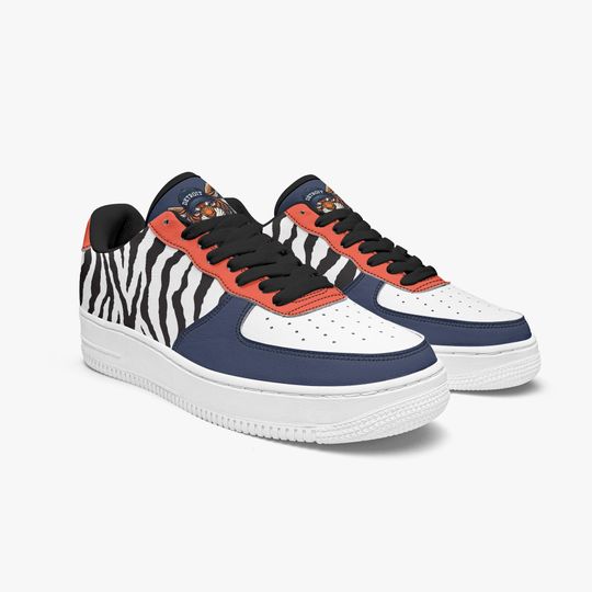 Tigers Leather Sports Sneakers, Detroit Tigers Sneakers, Leather Tiger Shoes, Detroit Sneakers, Detroit Shoes