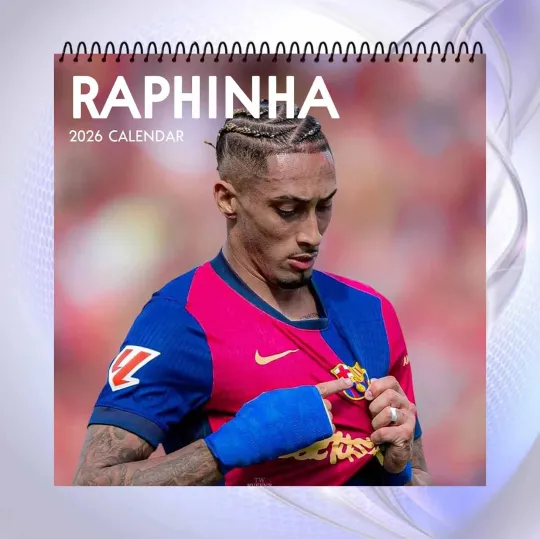 Discover Raphinha 2026 Calendar, FC Barcelona Player Calendar, Football