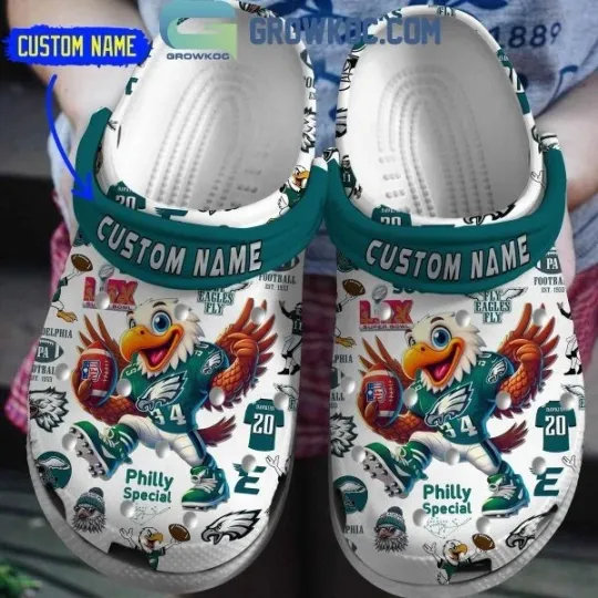 Eagles Super Bowl LIX Fly Football Team Clog Shoes Eagles Gift For Fan