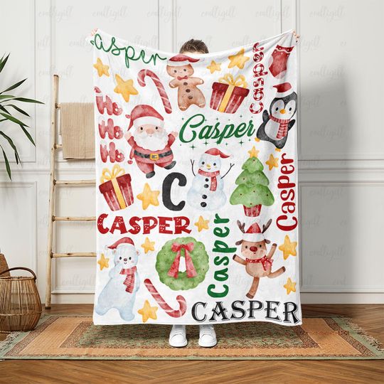 Discover Custom Holiday Cheer Soft Blanket, Kids Christmas Santa Blanket, Cute Christmas Blanket For Baby, Festive Winter Throw Gift For Kid, UPA435