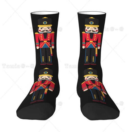 Cool Nutcracker Doll Socks Women Men Warm 3D Print Cartoon Christmas Soldier Toy Basketball Sports Socks