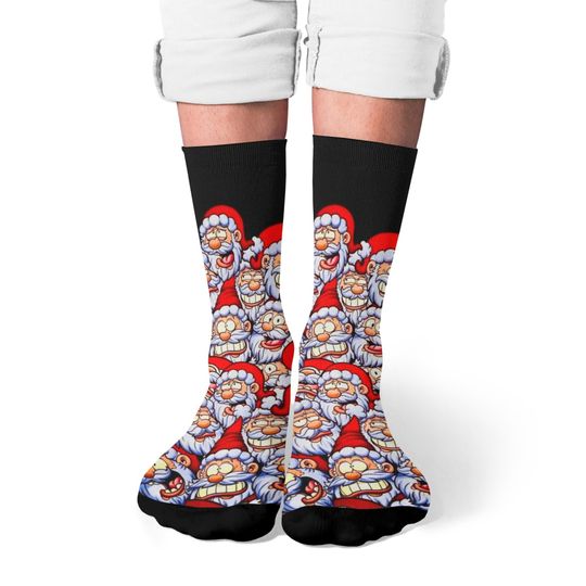 Discover Harajuku Retro Christmas Theme Fun Socks Multi-Emoji Santa Claus Printed Compression Socks Unisex Gao'g Street Holiday Gift