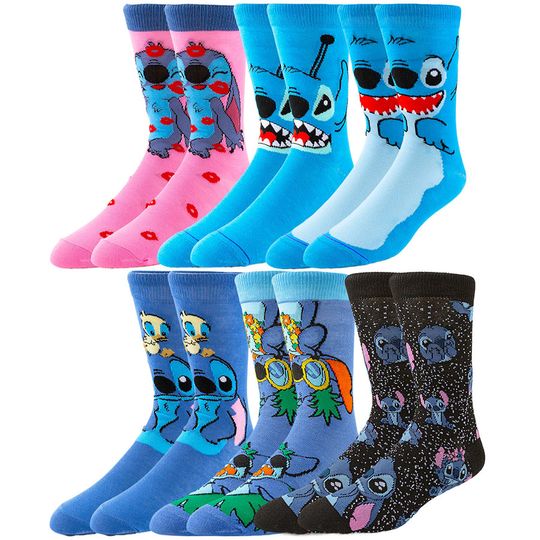 Discover Miniso Disney Men Women Novelty Socks Cartoon Anime Christmas Halloween Themes Hip Hop Street Fashion Look Funny Crew Socks