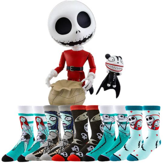 Discover Potdemiel Disney Cartoon Anime Crew Socks for Men Women Christmas Halloween Festive Touch Hip Hop Novelty Funny Casual Socks