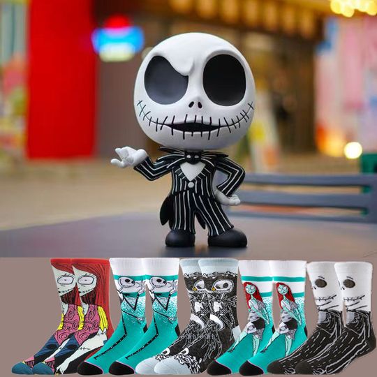 Discover Potdemiel Disney Cartoon Anime Crew Socks for Men Women Christmas Halloween Festive Touch Hip Hop Novelty Funny Casual Socks