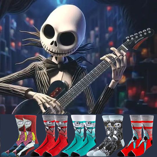 Discover Potdemiel Disney Cartoon Anime Crew Socks for Men Women Christmas Halloween Festive Touch Hip Hop Novelty Funny Casual Socks