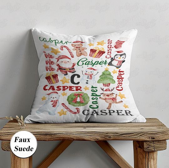 Customized Christmas Santa Pillow, Reindeer And Penguin Santa Hat Cushion, Xmas Snowman Gingerman Pillowcase, Xmas Family Party Gift, UPA435