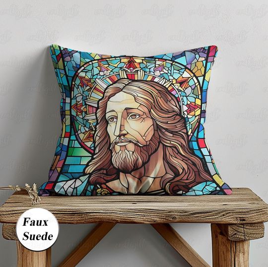 Jesus Christ God Mosaic Pillow, Jesus Portrait Christmas Pillowcase, Jesus Inspirational Christian Cushion, Religious Bed Sofa Decor, MYC856