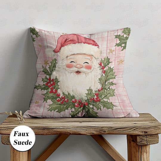 Discover Christmas Santa Claus Pillowcase, Merry Christmas Cushion Case, Winter Pillow Cover, Xmas Holly Pillow, Santa Claus Home Decor Gift, MYK006