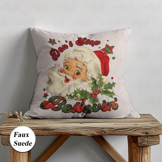 Discover Don't Stop Believin' Cute Pillowcase, Santa Claus Noel Pillowcase, Christmas Cherry Holly Cushion Cover, Xmas Holiday Indoor Decor, MYJ979