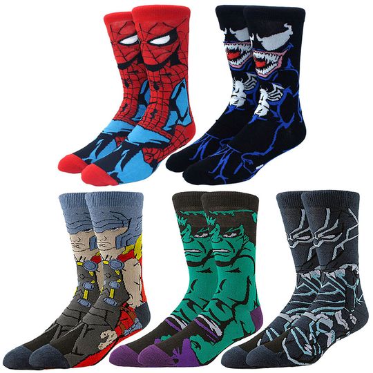 Discover Miniso Disney Christmas Halloween Socks Men Women Cartoon Anime Styles Hip Hop Street Fashion Novelty Funny Casual Crew Socks