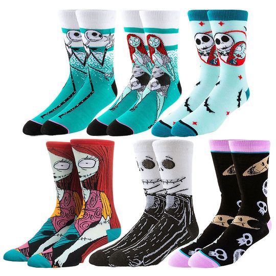Discover Miniso Disney Christmas Halloween Cartoon Anime Novelty Socks for Men Women Hip Hop Street Fashion Vibe Funny Casual Crew Socks