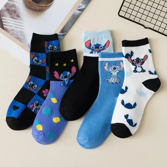 Discover Miniso Disney socks men women ankle crew socks novelty funny designer gift socks Christmas Halloween 5pairs/lot