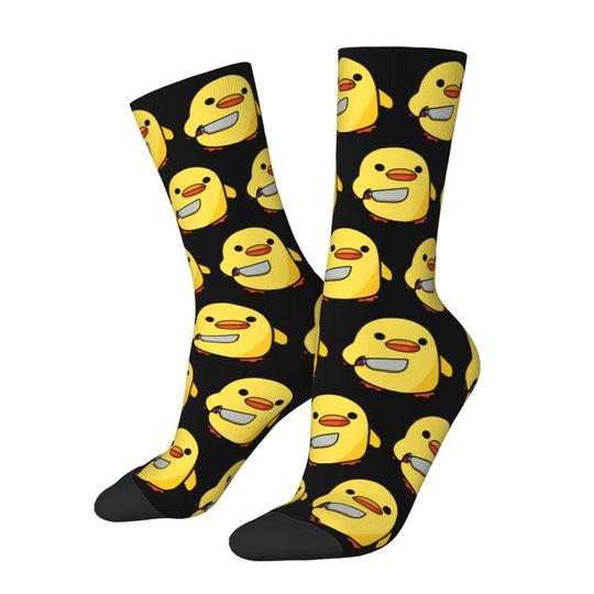 Discover Ducks With Knife Men's Crew Socks Unisex Fashion Animal Cartoon Spring Summer Autumn Winter Dress Socks