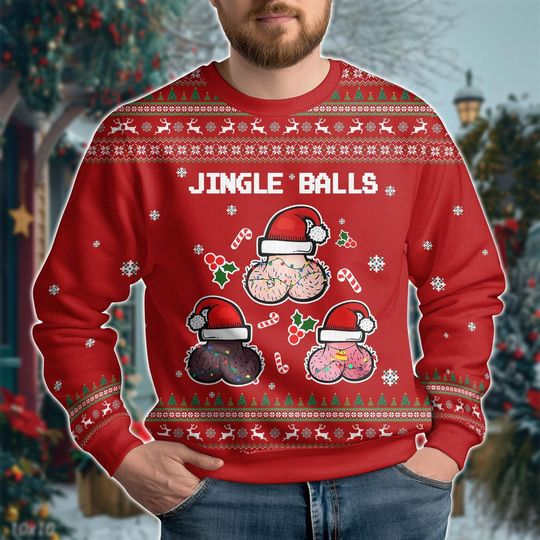 Discover Jingle Balls Ugly Christmas Sweater, Tinsel Tits Holiday Sweatshirt, Funny Christmas Couples Shirt, Xmas Couple Gift