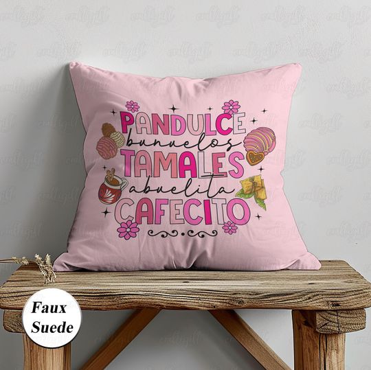 Discover Latinas Christmas Doodles Pillow, Christmas Coffee Cookies Pillow, Pan Dulce Tamales Cafecito Cushion, Xmas Mexican Friends Gifts, MYI986
