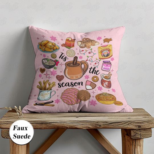 Discover Mexican Tis The Season Pillow, Cute Christmas Foodie Pillow Case, Spanish Cookies Chocolate Pillow, Xmas Holiday Couch Sofa Decor, MYI987