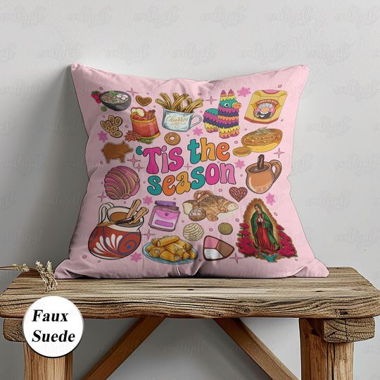 Discover Spanish Pink Christmas Holidays Pillow, Merry Christmas Latin Pillowcase, Feliz Navidad 2025 Cushion, Xmas Family Party Decorations, MYI999