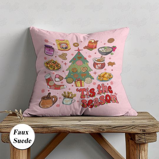 Discover All I Want For Christmas Is Pan Dulce Pillow, Tis The Season Xmas Holiday Pillow, Christmas Donut Tree Pillow, Xmas Party Sofa Decor, MYI971