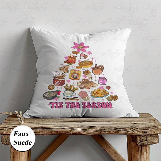 Discover Tis The Season Mexico Christmas Pillow, Fiesta Spanish Food Xmas Tree Pillow, Chocolate Cookies Pillow, Latino Holiday Friend Gift, MYK002