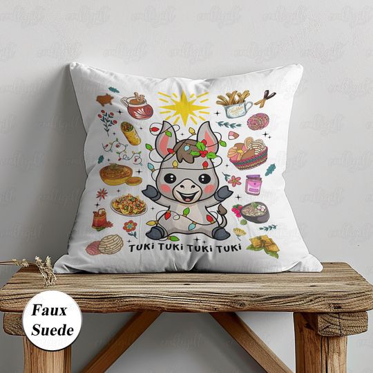 Discover Cute Mexico Xmas Pandulce Tamales Pillow, Latina Christmas Party Home Decor, Donkey Xmas Light Pillow, Spanish Friend Holiday Gift, MYI988