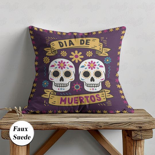 Discover Dia De Los Muertos Calavera Couple Pillow, Day Of The Dead Pillowcase, Floral Sugar Skull Mexican Pillow, Culture Fiesta House Decor, MYI969